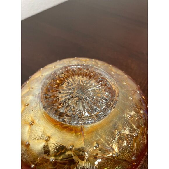 Vintage Imperial Quilted Diamond Pansy Marigold Carnival Glass Nappy Candy Dish - Picture 7 of 7